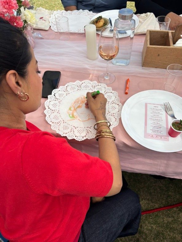 A guest enjoying the Valentine's lunch
