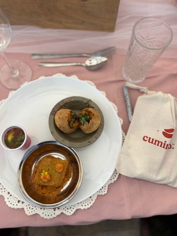 Plated modern Bengali dishes in Cumin Co. pieces
