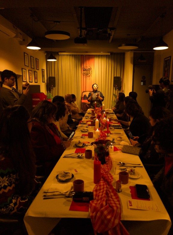 Guests along the communal table at the Nuuk Off Menu pop-up