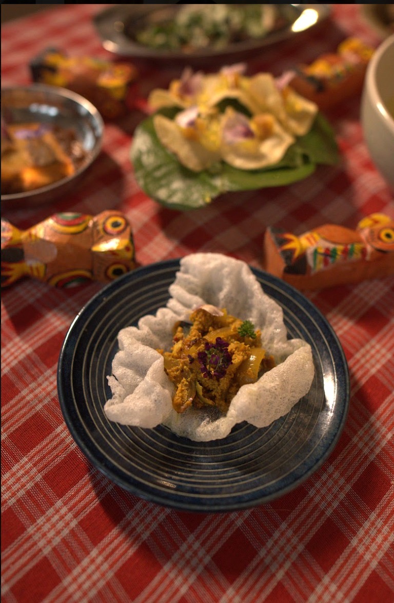 A plated modern Bengali dish at Toontooni's Table